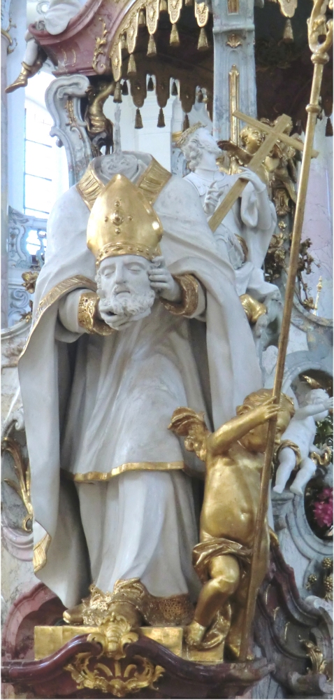 Johann Michael Feichtmayr der Jüngere und Franz Xaver Feuchtmayer der Ältere: Dionysius, um 1760, am Gnadenaltar der Basilika Vierzehnheiligen