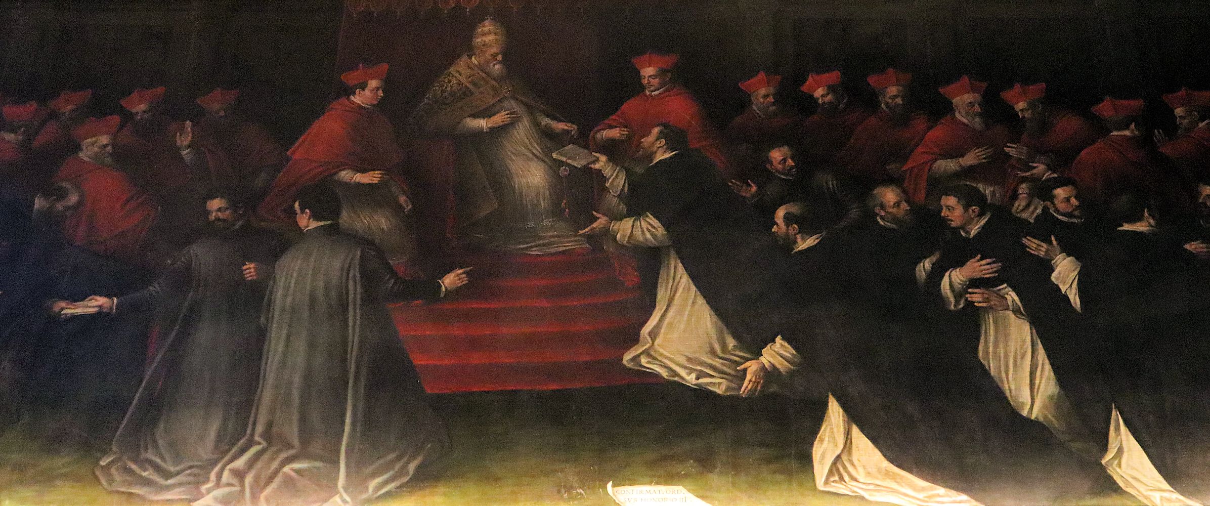 Leandro Bassano: Papst Honorius III. anerkannt die Ordensregel, 1606, in der Kirche Santi Giovanni e Paolo in Venedig