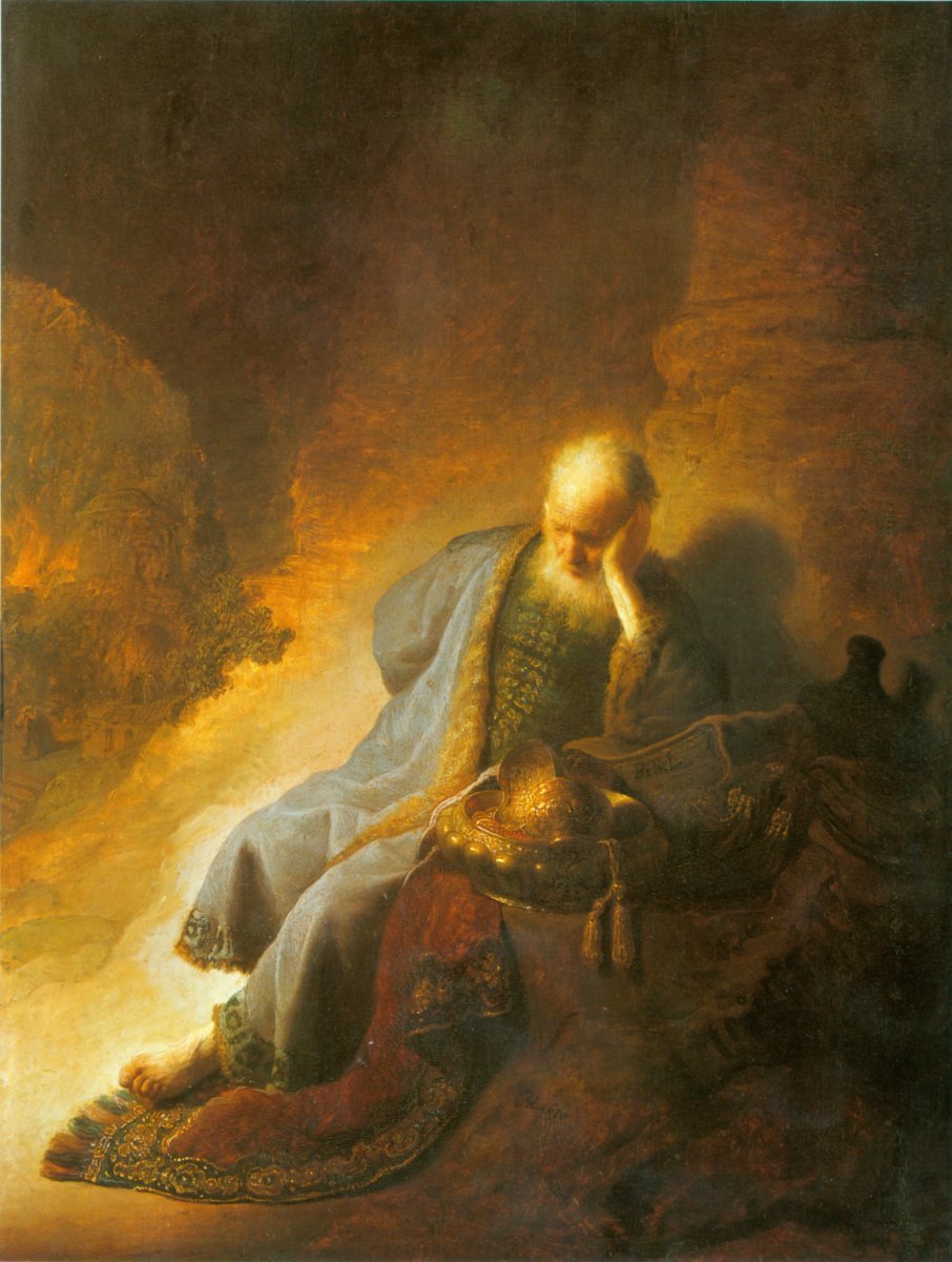 Rembrandt Harmensz van Rijn: Jeremia beklagt die Zerstörung von Jerusalem, 1630, im Rijksmuseum in Amsterdam
