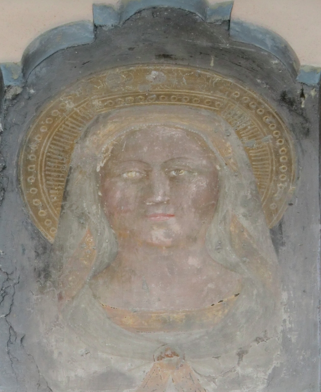 Fresko (Fragment): Darunter eine Tafel, nach der es Josef darstellt und aus dem 13. Jahrhundert stammt (!!), 13. Jahrhundert,