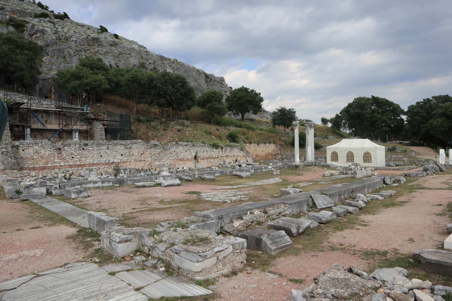Reste der im 5. Jahrhundert erbauten Basilika A in den Ruinen von Philippi